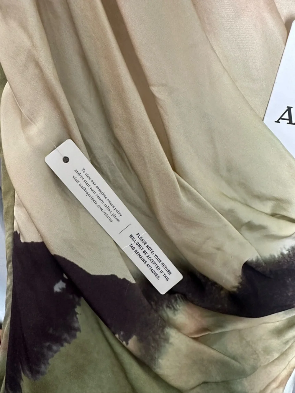 AMUR Beige, Olive & Black Watercolor Cowl Mini Dress - Picture 7 of 8